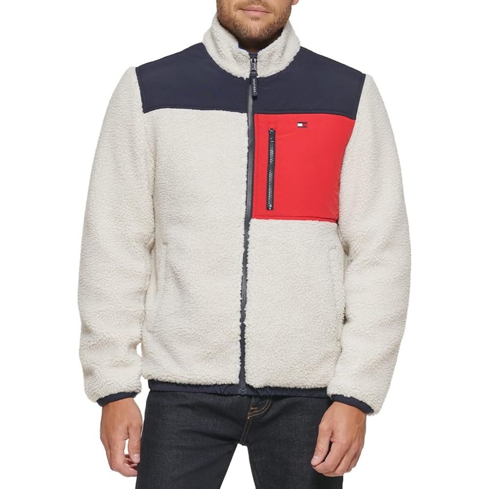 Casaca TOMMY HILFIFIGER Sherpa con Cuello Alto - Crema