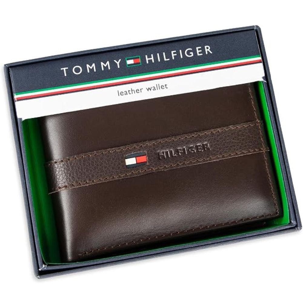 Billetera TOMMY HILFIGER Cuero Delgada - Marrón Oscuro