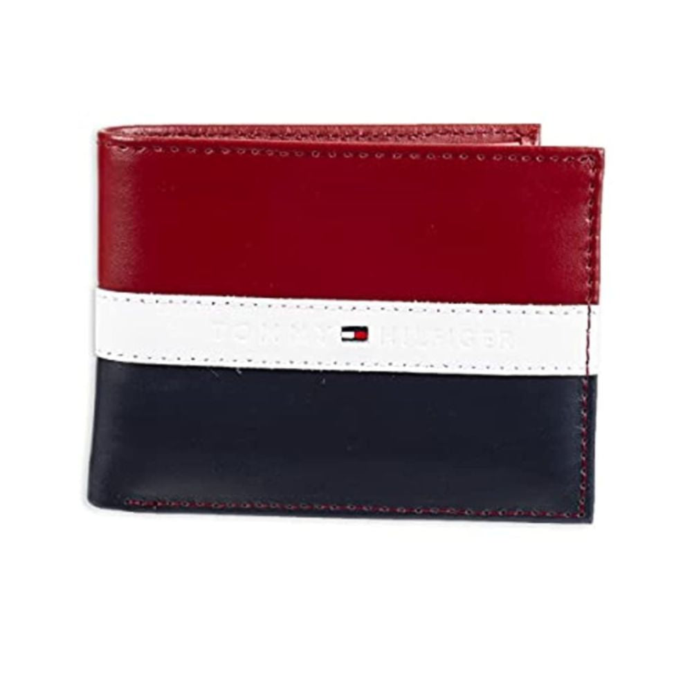 Billetera TOMMY HILFIGER Cuero Delgada RFID - Rojo/Navy