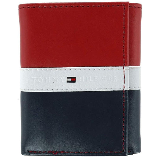 Billetera TOMMY HILFIGER Cuero Trifold RFID - Rojo/Navy