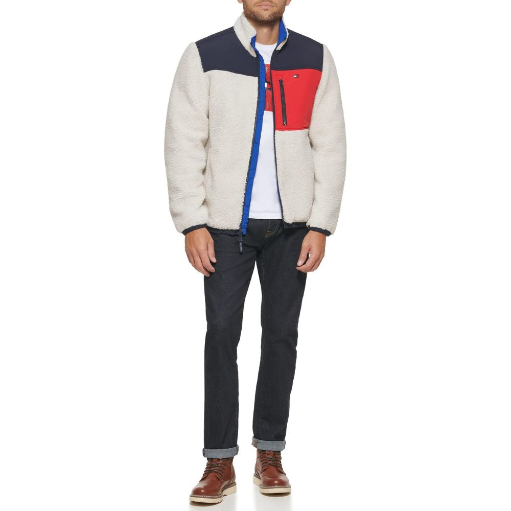 Casaca TOMMY HILFIFIGER Sherpa con Cuello Alto - Crema