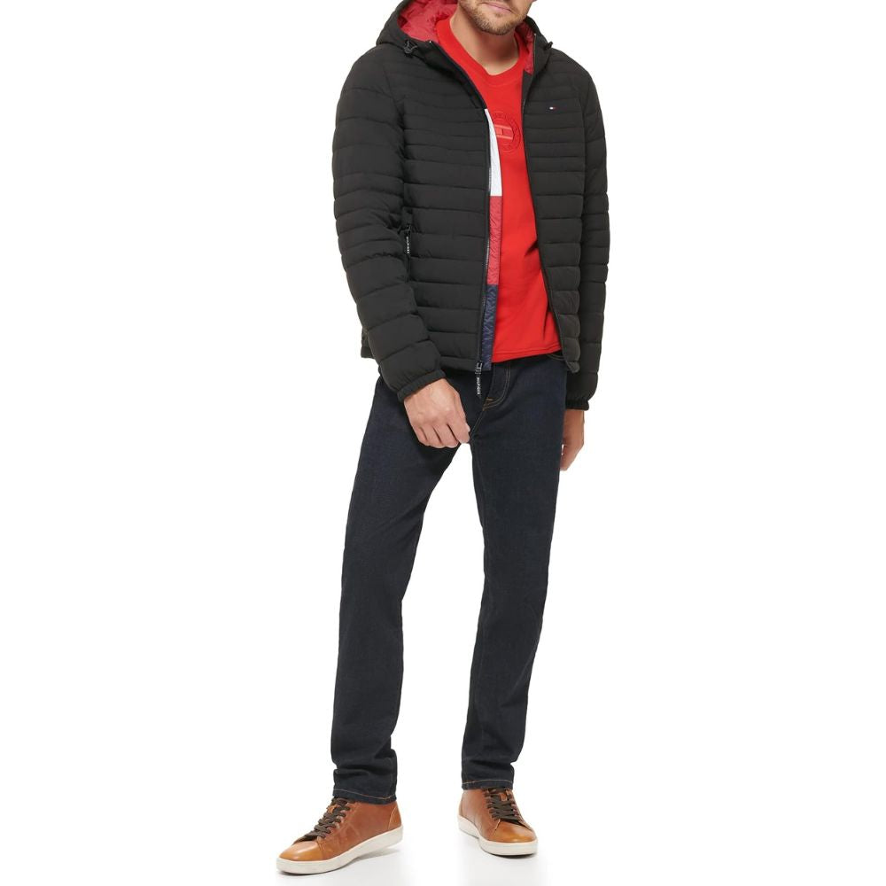 Casaca TOMMY HILFIGER Strech Hooded Packable - Negro