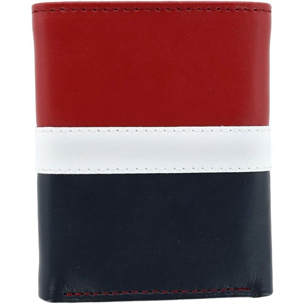 Billetera TOMMY HILFIGER Cuero Trifold RFID - Rojo/Navy