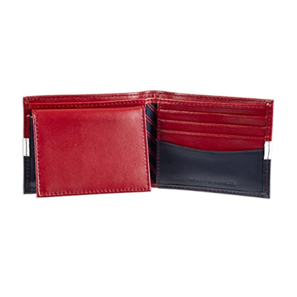 Billetera TOMMY HILFIGER Cuero Delgada RFID - Rojo/Navy