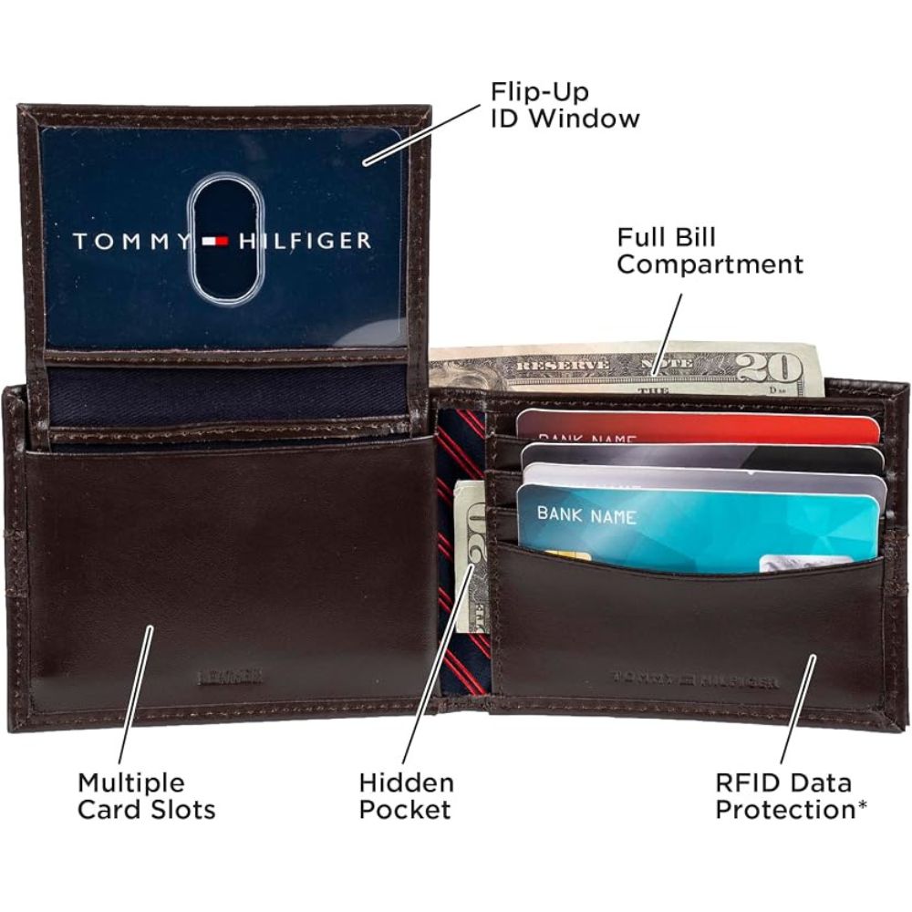 Billetera TOMMY HILFIGER Cuero Delgada - Marrón Oscuro