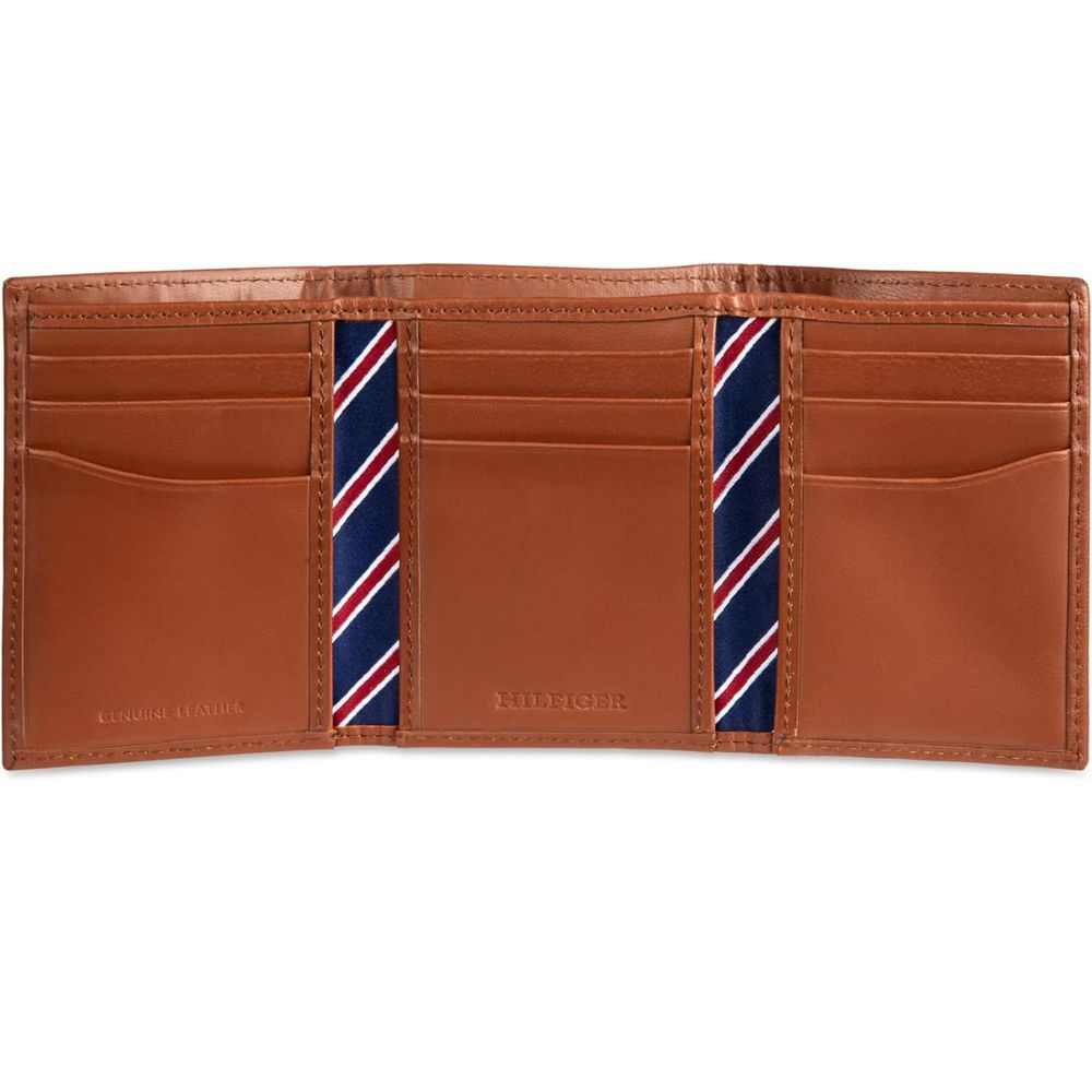 Billetera TOMMY HILFIGER Triple Pliegue Tela - Marrón Rayas