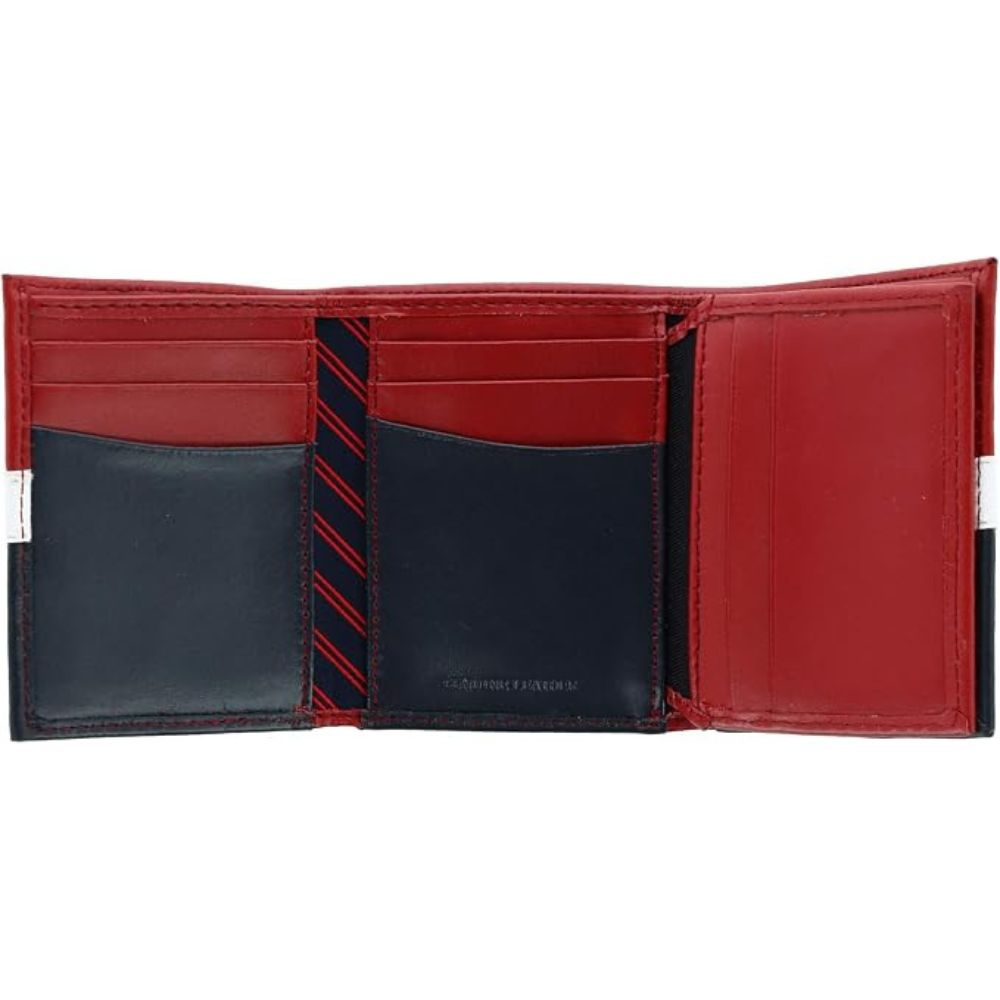 Billetera TOMMY HILFIGER Cuero Trifold RFID - Rojo/Navy