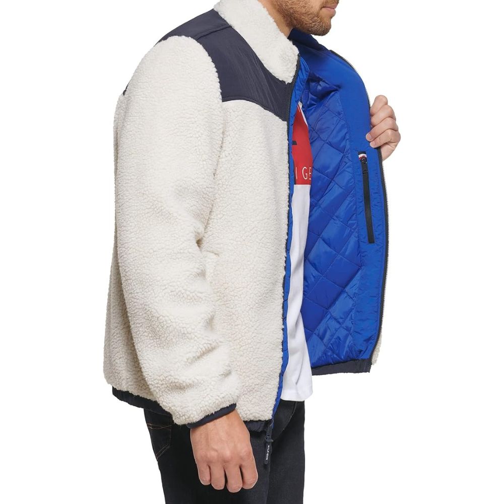 Casaca TOMMY HILFIFIGER Sherpa con Cuello Alto - Crema