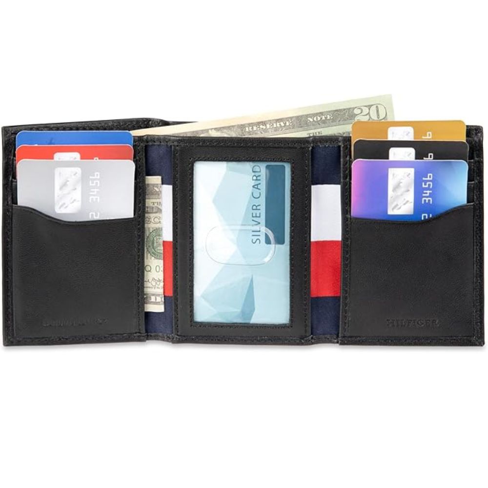 Billetera TOMMY HILFIGER Triple Pliegue - Negro
