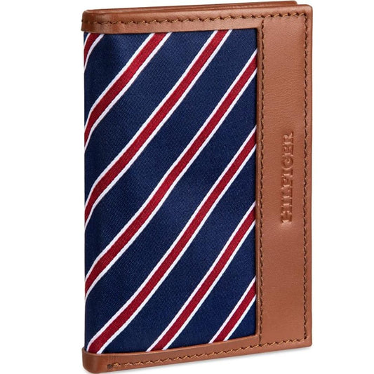 Billetera TOMMY HILFIGER Triple Pliegue Tela - Marrón Rayas