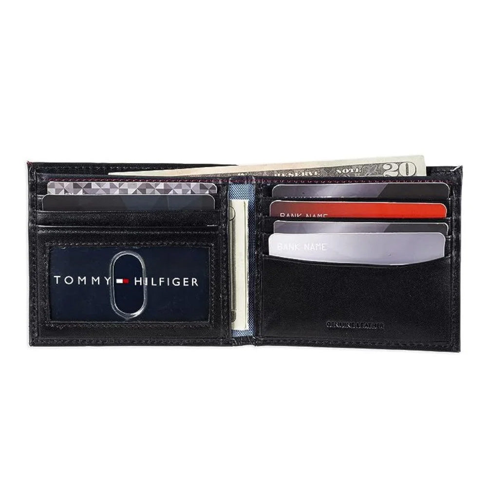 TOMMY HILFIGER Billetera Cuero Delgada RFID - Dark Black