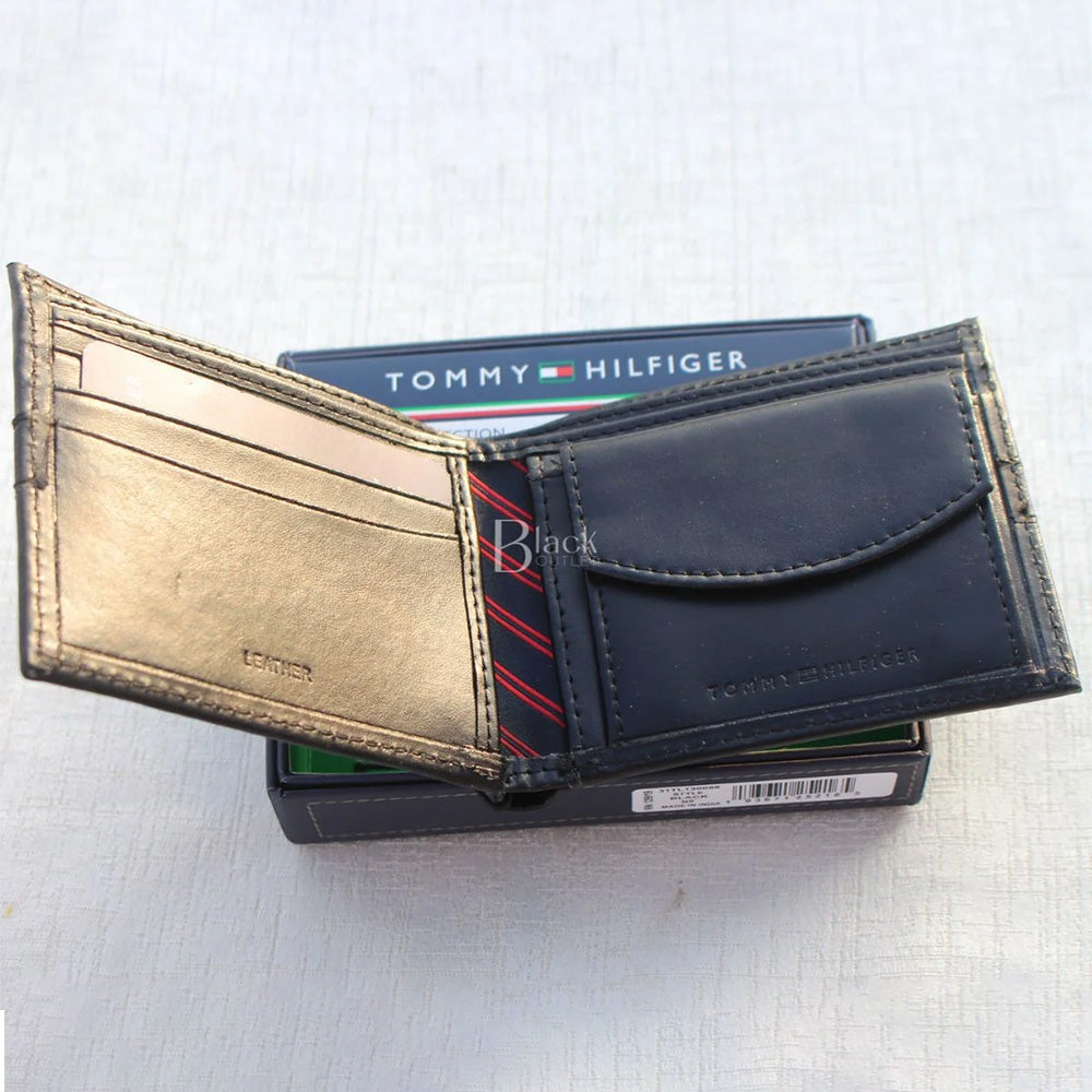 TOMMY HILFIGER Billetera Plegable Delgada - Negro Profundo