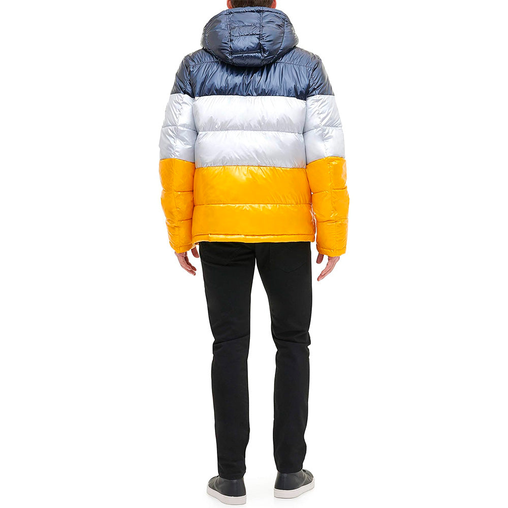 L, TOMMY HILFIGER Hooded Puffer - Amarillo/Azul/Blanco